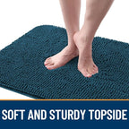 OLANLY Dog Door Mat for Muddy Paws 44x24, Absorbs Moisture and Dirt, Absorbent Non-Slip Washable Doormat, Quick Dry Chenille Mud Mat, Entry Indoor Entryway Carpet for Inside Floor, Atlantic Blue