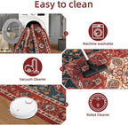 YJ.GWL Area Rugs for Living Room 6x9 Machine Washable Rugs, Non Slip Floral Vintage Rug Indoor Carpet, Stain Resistant Large Rug for Bedroom Dining Room, Orange-Red