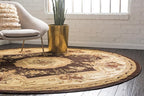 Rugs.com Chateau Collection Rug – 6 Ft Round Brown Medium Rug Perfect for Kitchens, Dining Rooms