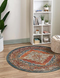 Unique Loom Isabella Collection Area Rug - Rossellini (5' 1" Round, Rust Red/ Beige)
