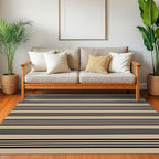 KOZYFLY Striped Front Door Mat 4x6 Ft Brown and Black Front Door Rug Cotton Washable Indoor Outdoor Rug Large Doormats Outdoor Striped Area Rugs for Kitchen Entryway Front Porch