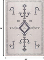 GLN Rugs Contemporary Collection - Machine Washable Area Rug, Contemporary Washable, Non Slip, Low Pile Chenille Rug, Living Room, Bedroom, Kitchen Rug (5' x 7' Cream/Anthracite)