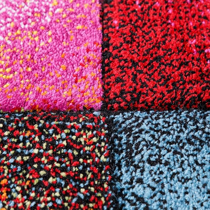 Paco Home Colorful Living Room Rug Checkered Design with Squares Multicolor, Size: 2'8" x 4'11"