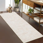 RUGSREAL Hallway Runner Rug 2.5x10 Long Kitchen Rug with Rubber Backing Low Pile Stain Resistant Entryway Carpet Washable Modern Solid Color Runner for Living Room Bedroom, Beige