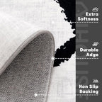 YIHOUSE Modern Washable Area Rug for Living Room Bedroom - Large Abstract Black and White Rug Non-Slip Ultra-Thin Home Decor,Geometric 6x9ft