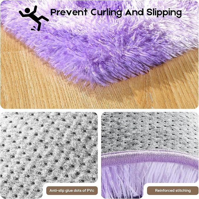 8x10 Area Rugs for Living Room, Fluffy Large Rugs for Bedroom, Soft Shag Fuzzy Non-Slip Carpet for Kids Boys and Girls Nursery Room Dorm Indoor Home Decor (Tie-Dyed Purple, 8ft x 10ft)