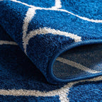 Rugs.com Lattice Frieze Collection Rug – 7' Square Navy Blue Medium Rug Perfect for Living Rooms, Kitchens, Entryways
