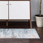 Rugs.com Leipzig Collection Runner Rug – 10 Ft Runner Multi Low-Pile Rug Perfect for Hallways, Entryways
