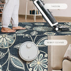 Maples Rugs Reggie Floral Runner Rug - Made in USA - Washable, Non Slip Indoor Carpet for Kitchen, Hallway, and Laundry Room, 2'6" x 8', Persian Blue
