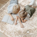 Area Rug 6x9 Washable Rug, Vintage Boho Medallion Rugs Non-Slip Soft Low Pile Large Distressed Rug Indoor Retro Carpet for Living Room Bedroom Dining Room Home Office (Brown, 6'x9')