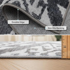 ReaLife Rugs Machine Washable Area Rug Runner - Living Room Bedroom Bathroom Kitchen Entryway Office - Padded Low Pile Stain Resistant Premium - Moroccan Diamond Tribal - Jax - Gray 2'6" x 8'