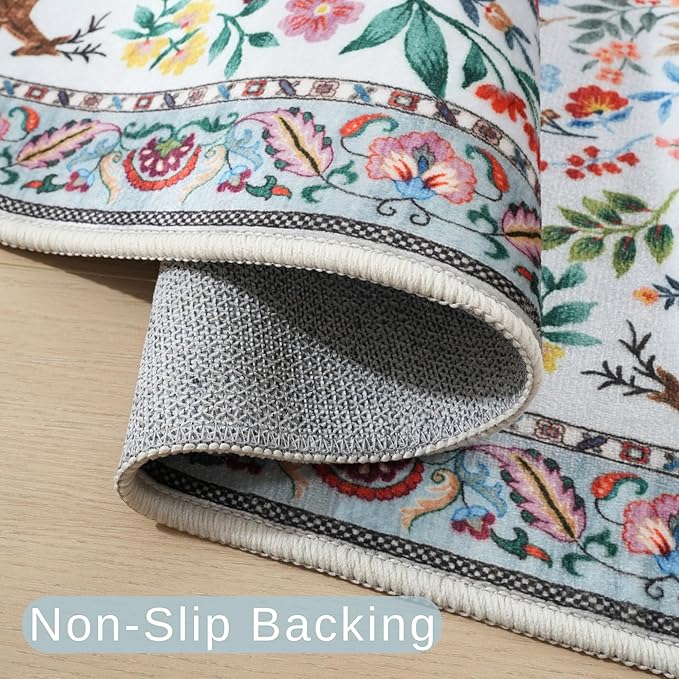 Rugcomf Runner Rug Washable Kitchen Runner 2'x 6'Runner Rug Floral Non-Slip for Entryway Indoor Soft Carpet Runner for Hallways, Kitchen, Laundry, Bedroom, Bathroom(Colorful)