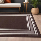 Beverly Rug Non Slip Area Rugs 3x3 Modern Bordered Non Skid Rubber Backing Soft Area Rug for Living Dining Room Easy to Clean Non Shedding Kitchen Bedroom Indoor Carpet 3 x 3 Brown