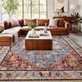 8x10 Large Area Rugs for Living Room, Washable Vintage Rugs-Low Pile Carpet, Non-Slip Soft Distressed Printed Patterns Rugs for Bedroom, Dining Room, Rust Brown