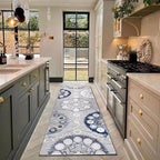 CAMILSON Runner Outdoor Rugs Oriental Retro Traditional Floral Medallion Area Rug 2x10 Non-Shedding Stain Resistant Indoor Carpet for Bathroom Hallway Kitchen Office (2 x 10 / Blue)