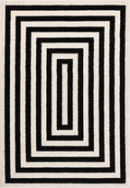 Abani Contemporary Blue & Ivory 2'x3' Area Rug, Contrasting Geometric Modern Stripe Symmetrical Living Room Carpet Rugs