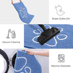 Smiry Dog Door Mat for Muddy Paws, Absorbent Dirt Trapper Non Slip Quick Dry Washable Chenille Mat for Mud Dogs, Entry Rug for Indoor and Outdoor (40x32 Inches, Cornflower Blue and White)
