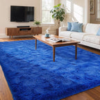 Zentavio Navy Blue Area Rugs for Living Room Boys Rugs for Bedroom 6x9 Large Shag Washable Carpet Soft Furry Fluffy Aesthetic Kids Playroom Rugs for Teen Home Decor