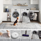 jinchan Fiora 10x12 Area Rugs for Living Room - Machine Washable Vintage Floral Distressed Design Stain Resistant Carpet Low Pile Non-Slip Large Rug for Bedroom Dining Room Home Office (10‘x12', Grey)