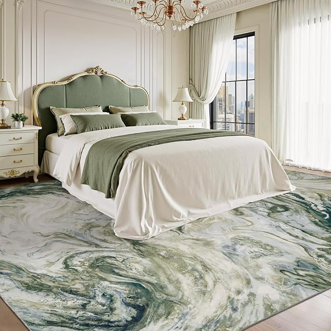 8x10 Area Rugs for Living Room, Modern Abstract Rug for Bedroom, Contemporary Machine Washable Rug, Large Stain Resistant Carpet for Dining Room Playroom Home Office, Pet & Kids Friendly