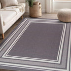 Beverly Rug Non Slip Area Rugs 8x10 Modern Bordered Non Skid Rubber Backing Soft Area Rug for Living Dining Room Easy to Clean Non Shedding Kitchen Bedroom Indoor Carpet 8 x 10 Gray