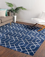 Unique Loom Marilyn Monroe Glam Collection Area Rug - Trellis (7' 10" Square, Navy Blue Silver/ Silver)