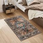 Lahome Door Rugs for Entryway Indoor - 2x3 Washable Stain Resistant Kitchen Rug Rubber Backing Ultra-Thin Small Door Mats Indoor Entrance, Vintage Print Throw Rug for Bathroom Bedroom