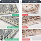 PURRUGS Vintage Farmhouse Boho Runner Rug 2x6 ft, Non-Slip Machine Washable Rug, Accent Oriental Area Rug for Kitchen, Hallway, Entryway, Bedroom, Living Room & Dining Room, Periwinkle Gray/Soft Ivory