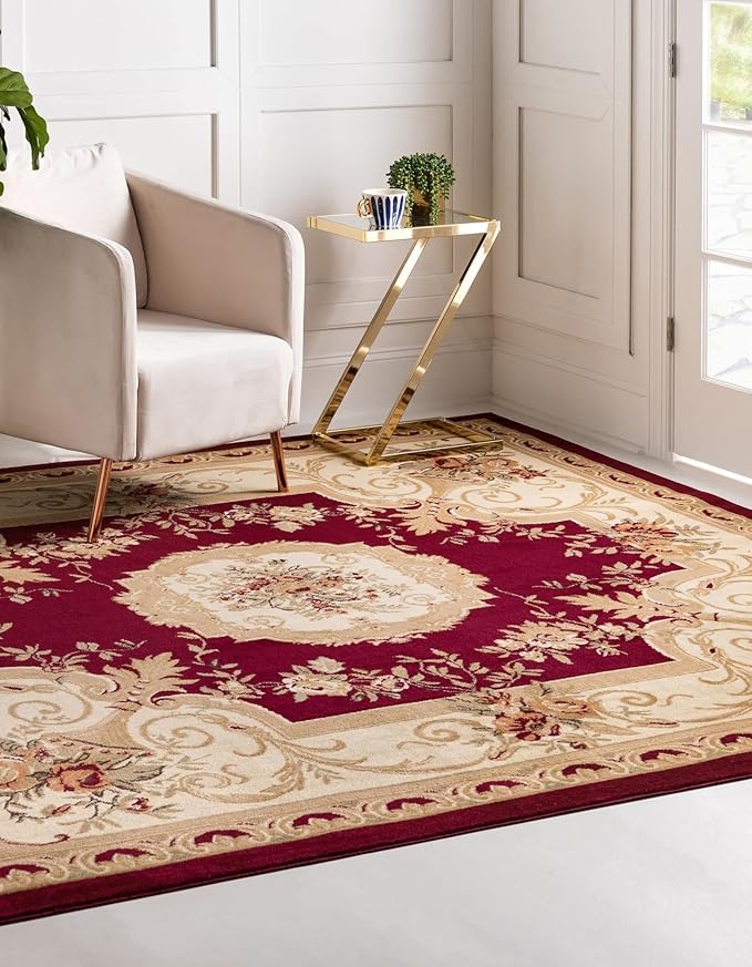 Unique Loom Versailles Collection Area Rug - Henry (6' 1" Square Red/Brown)