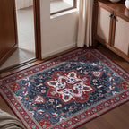 Tangsoo Red Vintage Small 2x3 Washable Rugs for Entryway Non-Slip Oriental Low Pile Rug for Front Door, Kitchen, Indoor, Accent Throw Small Area Rug, Door Mat for Entrance, Soft Boho Rug