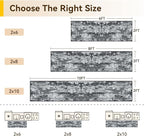 Washable Area Rugs 2'x6' Non-Slip Modern Abstract Soft for Living Room Entryway Bedroom Nursery, Print Pattern, Black Gray