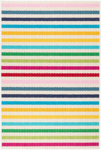 Dash and Albert Rainbow Machine Washable Area Rug - 6' x 9' Multicolor Stripe Washable Accent Rug - Durable, High Traffic Areas Kitchen, Mudroom, Hallways