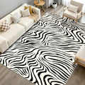 YIHOUSE 6×9 Ft Area Rugs for Living Room: Modern Washable Rug - Abstract Black and Cream White Rug for Bedroom Dining Room Office Playroom Nursery Home Decor - Nonslip Non-Shedding Striped Rugs
