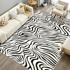 YIHOUSE 6×9 Ft Area Rugs for Living Room: Modern Washable Rug - Abstract Black and Cream White Rug for Bedroom Dining Room Office Playroom Nursery Home Decor - Nonslip Non-Shedding Striped Rugs