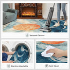 Boho Sun Area Rugs 5x8ft, Mosaic Sunburst Living Room Carpet, Abstraction Deco Decorative Carpet Protect Floor for Bedroom Men Office Hardwood Floors