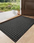 DEXI Front Entryway Door Mat Non Slip 17x30, Washable Entry Way Mats Inside Entrance Low Profile, Welcome Doormat Dirt Trapper for House Floor Home Porter Hall Backdoor Area, Dark Grey