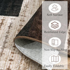 Modern Geometric Patchwork Indoor Area Rug for Living Room, Chocolate 9'x 12' Large Rug Rockwood Collection Hardwood Floors Decor for Bedroom, Brown Throw Carpet for Office Entryway Dining Room