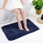 Small Bathroom Rugs 17x24 Non Slip Navy Fluffy Bath Mat for Bathroom Floor Machine Washable Plush Luxury Bath Rug for Tub Soft Shaggy Absorbent Shower Mat