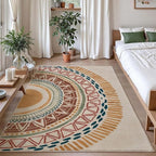 Colorful Geometric Sun Rug, Sun Pattern Rug, Geometric Area Rugs, Colorful Abstract Rugs, Washable Boho Carpet for Living Room, Bedroom, Dining Room, Office (8' x 11'(Rectangular))