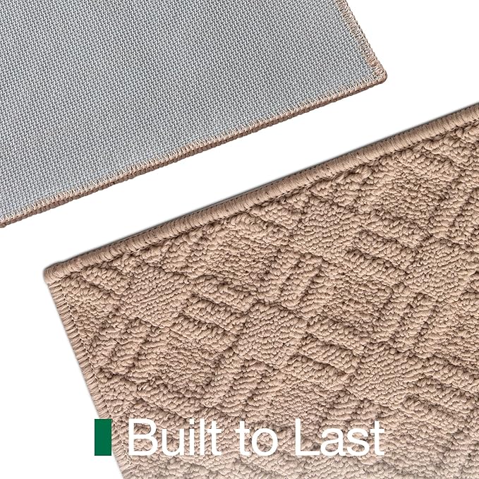 LUMI Indoor Door Mat, Absorbent Non-Slip Thin Doormat, Washable Door Mats, Woven Pattern Inside Floor Mat, Ideal for Entryway, Front Door, Home Decor, 24"x36", Woven Taupe