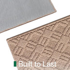 LUMI Indoor Door Mat, Absorbent Non-Slip Thin Doormat, Washable Door Mats, Woven Pattern Inside Floor Mat, Ideal for Entryway, Front Door, Home Decor, 36"x60", Woven Taupe
