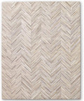 Elegant Rectangular Rug Cowhide Leather Stylish Luxury Non Slip Chevron Patchwork Area Rug for Living Room and Home Décor Floor Carpet (Beige-6 x 9 ft)