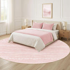 Nakagishi Round Rug Kitchen Washable Rugs: 8x8 Non-Slip Boho Soft Modern Stain Resistant Indoor Floor Neutral Farmhouse Throw Carpet for Hallway Bathroom Laundry Room Entryway Bedroom- Pink
