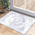 COMSLE Washable Door Mat, Front Door Mat Indoor Faux Wool Absorbent Small Rugs for Entryway Distressed Throw Rug Non-Slip Accent Floor Carpet for Entrance Bedroom, 24X36 Inches Gray