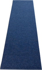 English Home Custom Size Non Slip Striped Design Durable PVC Non Slip Backing Tough Pile Runner Rug for Hallway, Outdoor, Indoor, Commercial, Residential, Pool, Office (Dark Blue, 36" x 10')