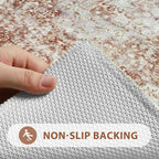 Uphome Bathroom Rugs Runner, Distressed Farmhouse Boho Orange Bath Mat, Non Slip Washable Long Bath Rugs, Vintage Traditonal Soft Velvet Bathroom Runner for Bathtub Sink Shower, 20x60 inch