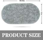 Soft Fluffy Area Rug for Bedroom, Fuzzy Shaggy Oval Throw Rugs for Bedside, Non-Slip Cozy Plush Shag Carpet for Kids Room Nursery Dorm Living Room, Grey, 2.6 x 5.3 Feet, 2 Packs