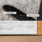 ReaLife Rugs Machine Washable Area Rug - Living Room Bedroom Bathroom Kitchen Entryway Office - Padded Low Pile Stain Resistant Premium - Boho Farmhouse Vintage - Noor - Ivory Grey 4' x 6'