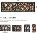 DUKINO 3x10 Runner Rug for Hallway, Washable Kitchen Floral Runner Rug with Non Slip Backing, Low Pile Soft Boho Carpet for Kitchen, Hallway, Entryway, Laundry, Bedroom, Black