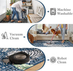 Moynesa Tiger Washable Area Rugs for Living Room, 5x7 Vintage Soft Rug for Bedroom, Non Slip Boho Botanical Ultra Thin Large Stain Resistant Throw Rug for Dining Guest Room, Blue